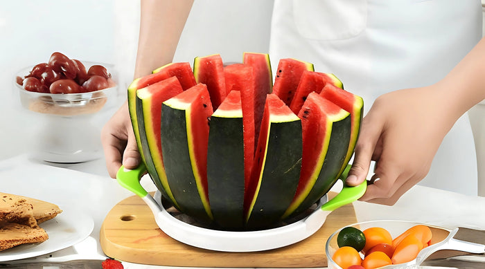 Extra Large Watermelon Slicer – The Ultimate Stainless Steel Fruit Cutter With Silicone Handle