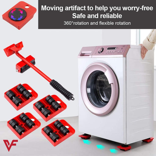 Furniture Moving Tool Heavy Object Mover Furniture Transport Lifter & Furniture Slides Moving House Cabinet Sofa Bed Desk 4 Wheeled Mover Roller 1 Wheel Bar Hand Tools Set - PindiPop
