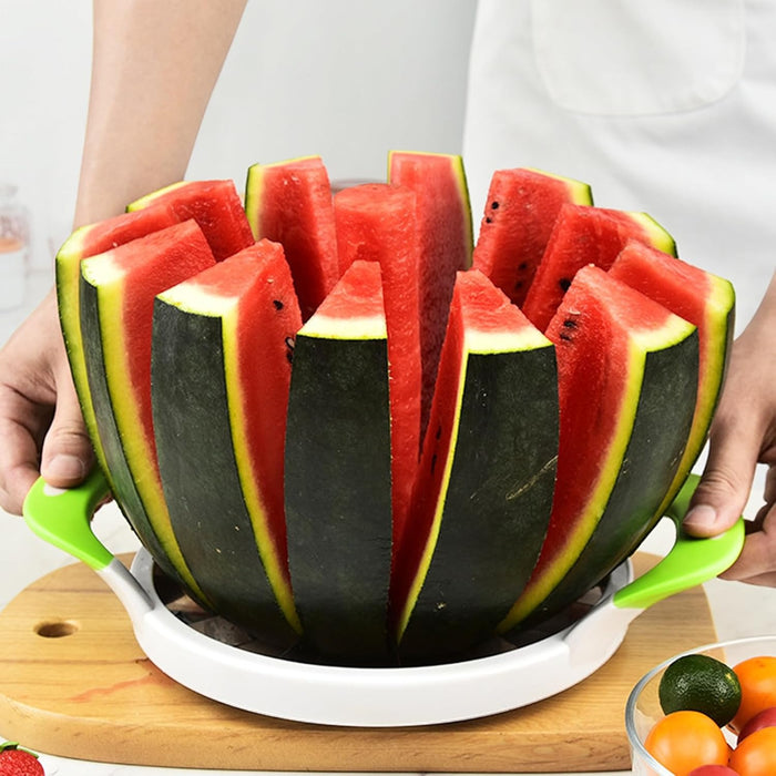 Extra Large Watermelon Slicer – Stainless Steel Fruit Cutter with Silicone Handle - PindiPop
