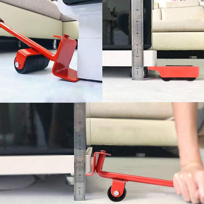 Furniture Moving Tool Heavy Object Mover Furniture Transport Lifter & Furniture Slides Moving House Cabinet Sofa Bed Desk 4 Wheeled Mover Roller 1 Wheel Bar Hand Tools Set - PindiPop