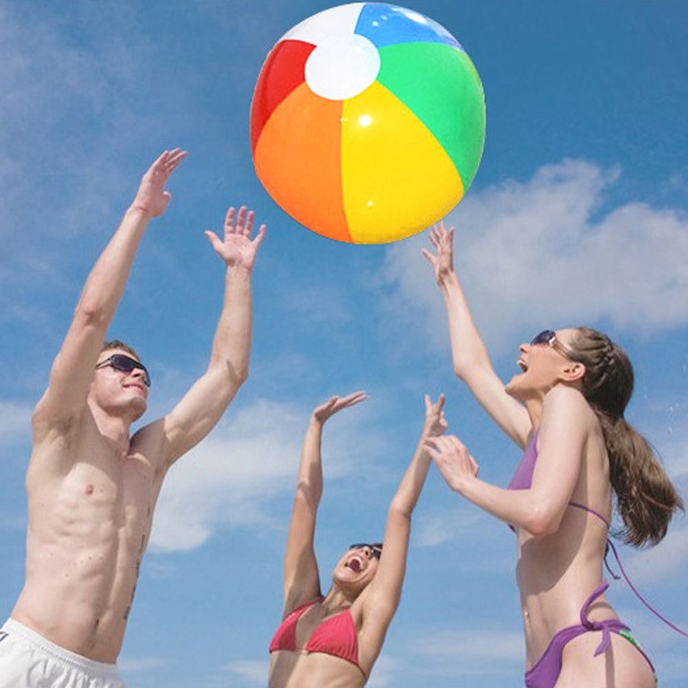 Big Inflatable Rainbow Beach Ball – 30cm & 40cm Pool Toy for Kids - PindiPop