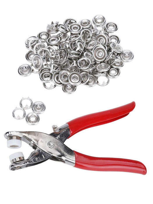 Metal Snap Buttons with Fastener Pliers Press Tool Kit Perfect for DIY Crafts Clothes Hats and Sewing, Snap Button Fasteners Kit for Clothing Sewing Set of 1. - PindiPop