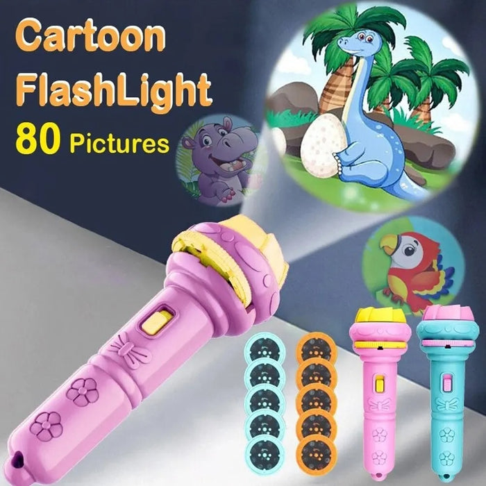 Cartoon Story Projector Flashlight – 80 Patterns with 10 Cards - PindiPop