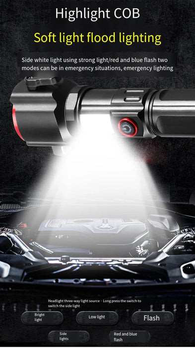 Ultra-Bright emergency 1KM Flashlight – 8800mAh & Power Bank SOS Mode