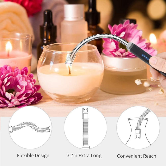 Rechargeable USB Arc Lighter – Windproof, Flexible Neck with LED Display - PindiPop