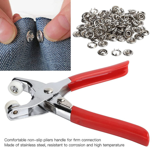 Metal Snap Buttons with Fastener Pliers Press Tool Kit Perfect for DIY Crafts Clothes Hats and Sewing, Snap Button Fasteners Kit for Clothing Sewing Set of 1. - PindiPop