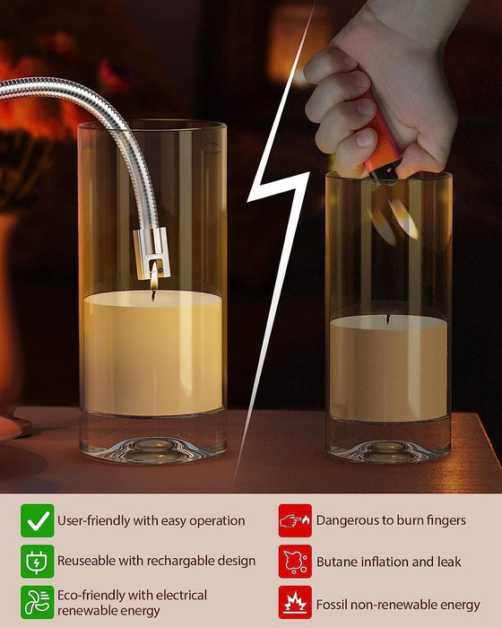 Rechargeable USB Arc Lighter – Windproof, Flexible Neck with LED Display - PindiPop