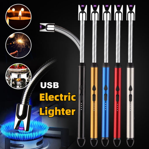Rechargeable USB Arc Lighter – Windproof, Flexible Neck with LED Display - PindiPop