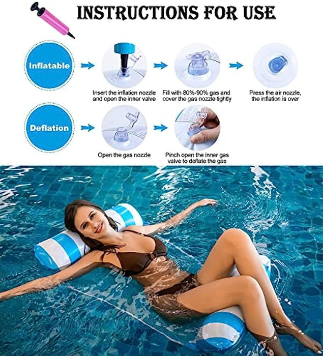 4-in-1 Inflatable floating chair Hammock Swimming Pool Inflatable Water Hammock, Foldable Floating Hammock Float Ultralight, Lounger Float for Adult Beach Party Holiday - PindiPop