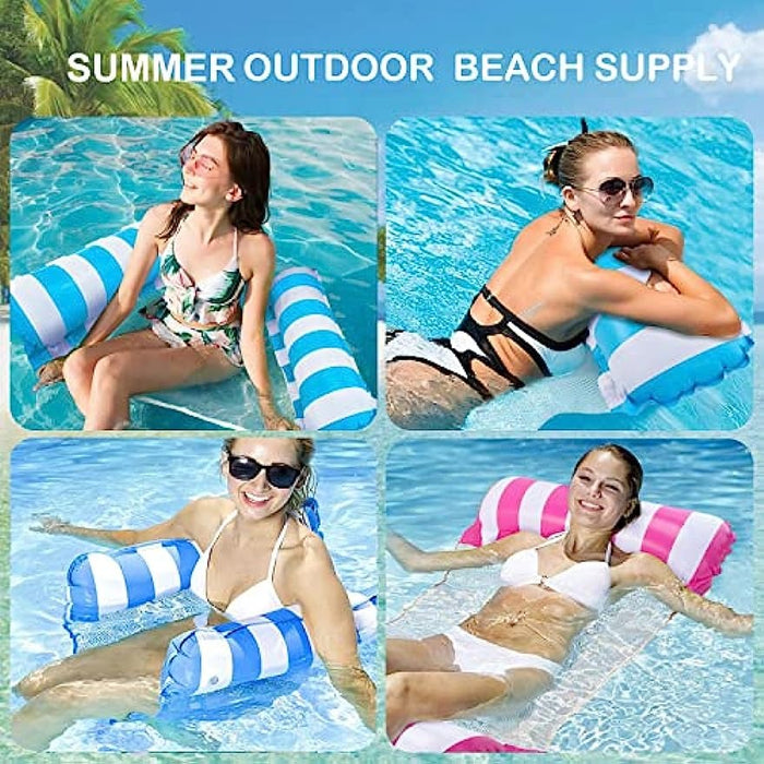 4-in-1 Inflatable floating chair Hammock Swimming Pool Inflatable Water Hammock, Foldable Floating Hammock Float Ultralight, Lounger Float for Adult Beach Party Holiday - PindiPop